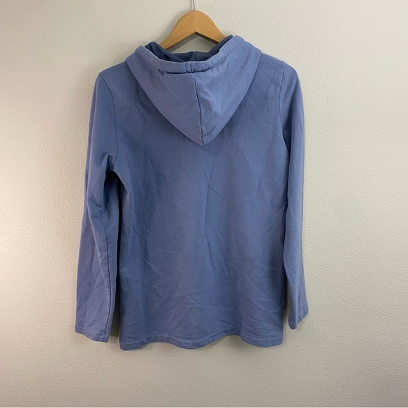 LL Bean Blue 1/4 Button Up Pullover Hoodie Sweatshirt Women’s Small - Picture 5 of 7